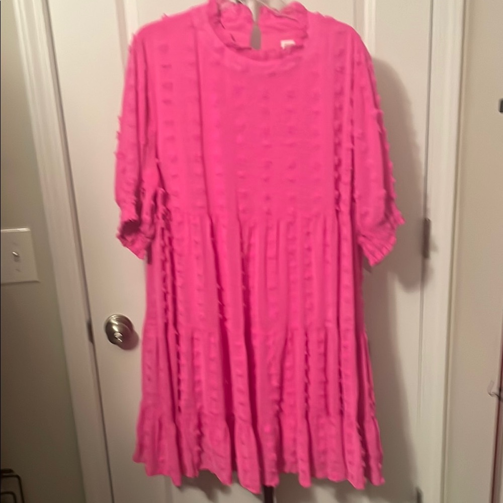 Chic Soul Pink Textured Midi Dress